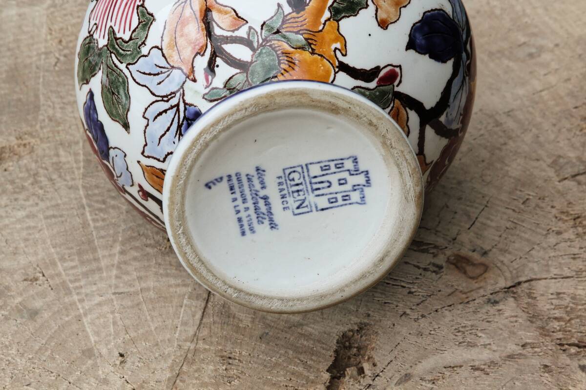 Gien earthenware jug, Peonies model