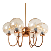 Chandelier in patinated copper and bubble glass produced by elmed, poland, 1970s