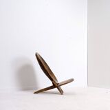 Senoufo African Folding Chair Fish Pattern on the Back Ivory Coast.