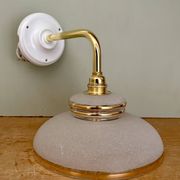 Vintage elbow wall lamp with white and gold granite glass shade