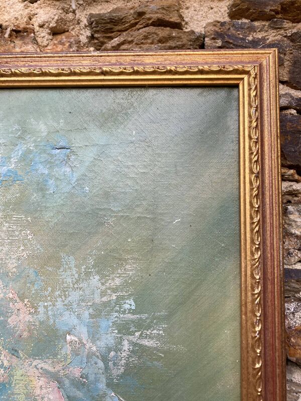 Huile sur toile fleurs G de Marco 50X60
