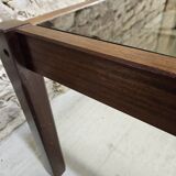 Teak coffee table with smoked glass 1970"