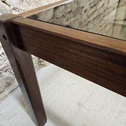 Teak coffee table with smoked glass 1970"