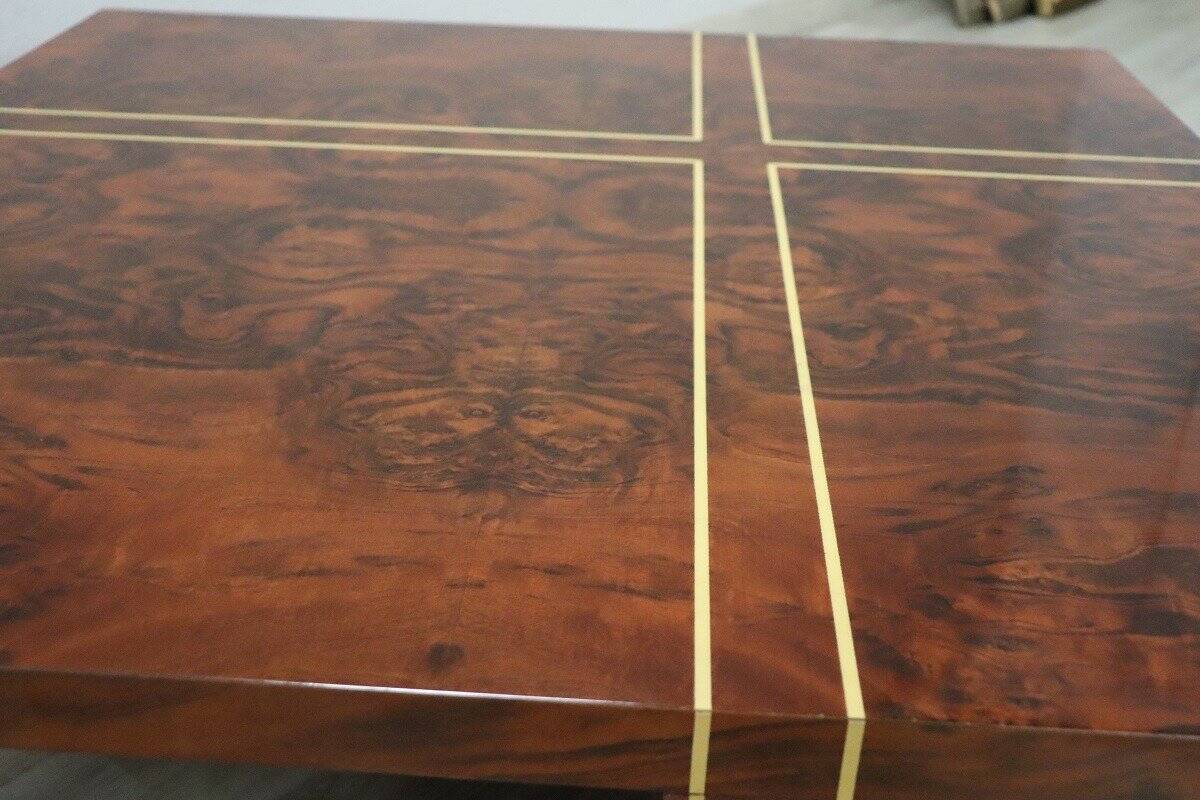 Square Coffee Table In Walnut Burl, 1970s