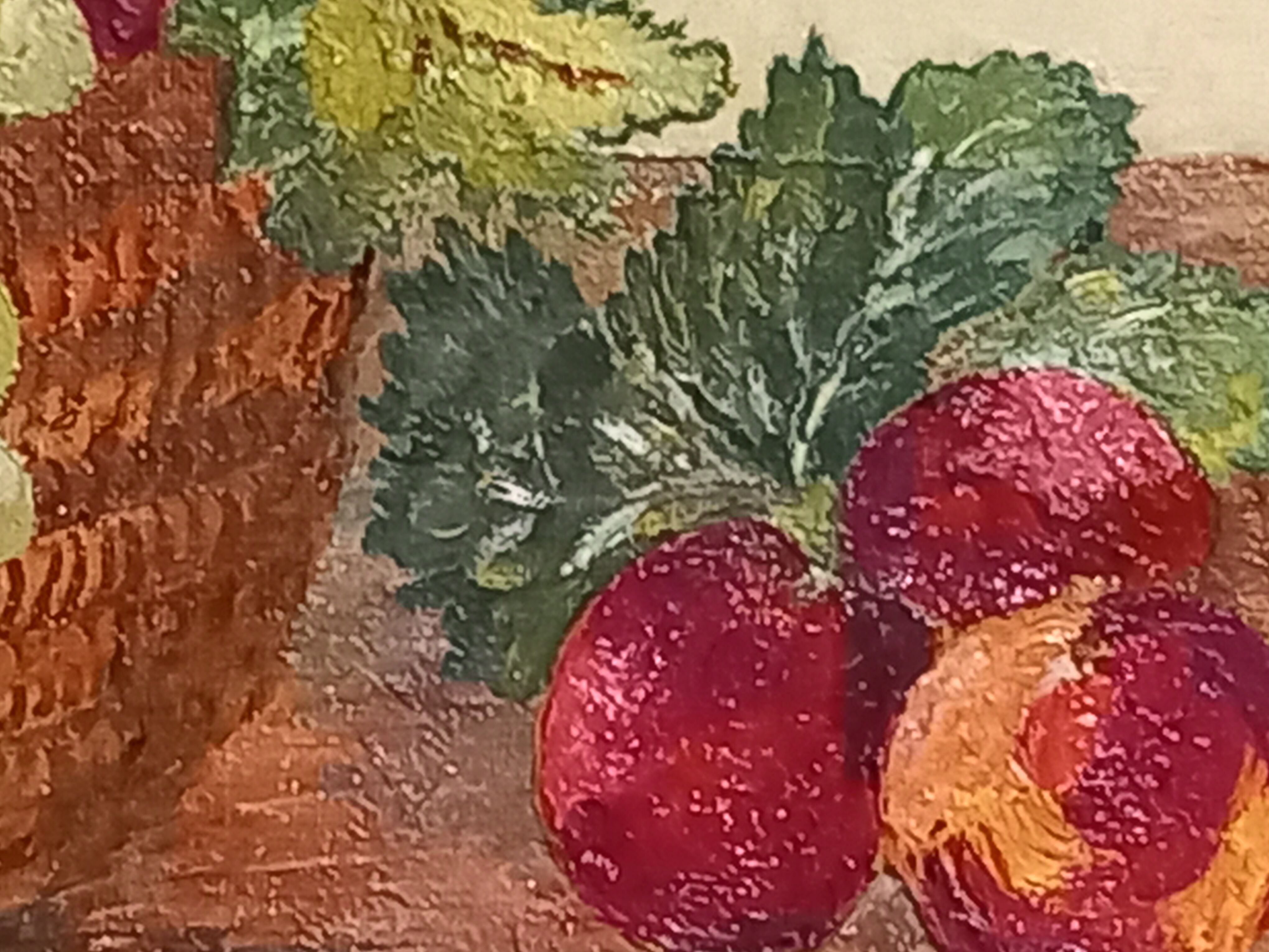Oil on canvas-still life fruit basket