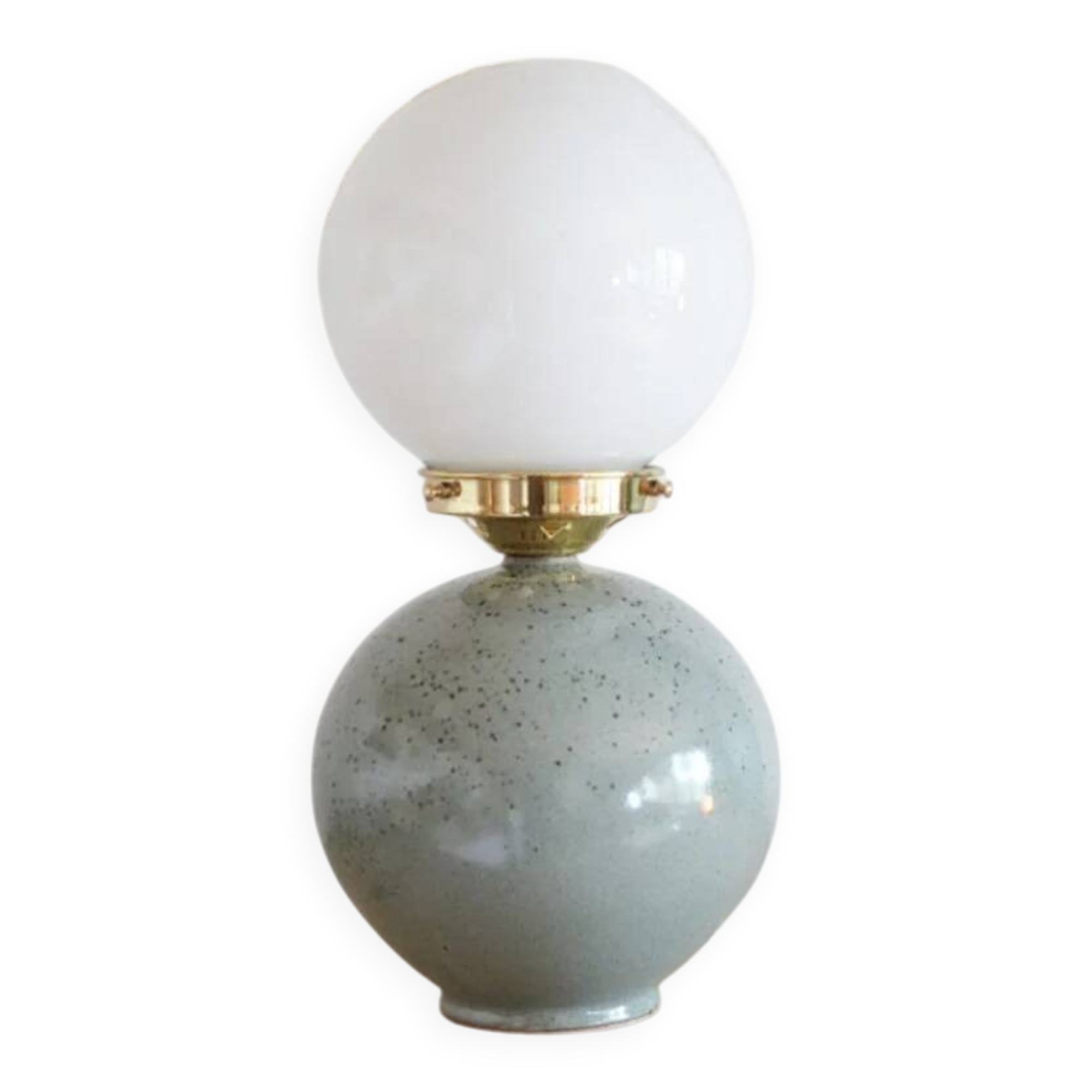 Speckled ceramic lamp & opaline