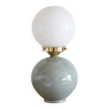 Lampe céramique mouchetée & opaline