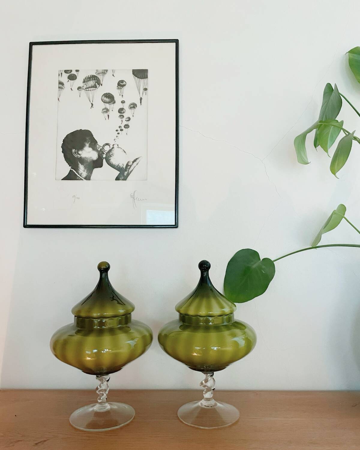 Empoli glass bonbonnière 60s-70s