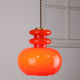 Mid-century Red Glass & Brass Pendant Lamp