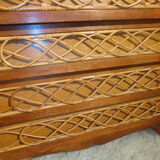 Chest of drawers wood and rattan Louis Sognot 1950 foot compass