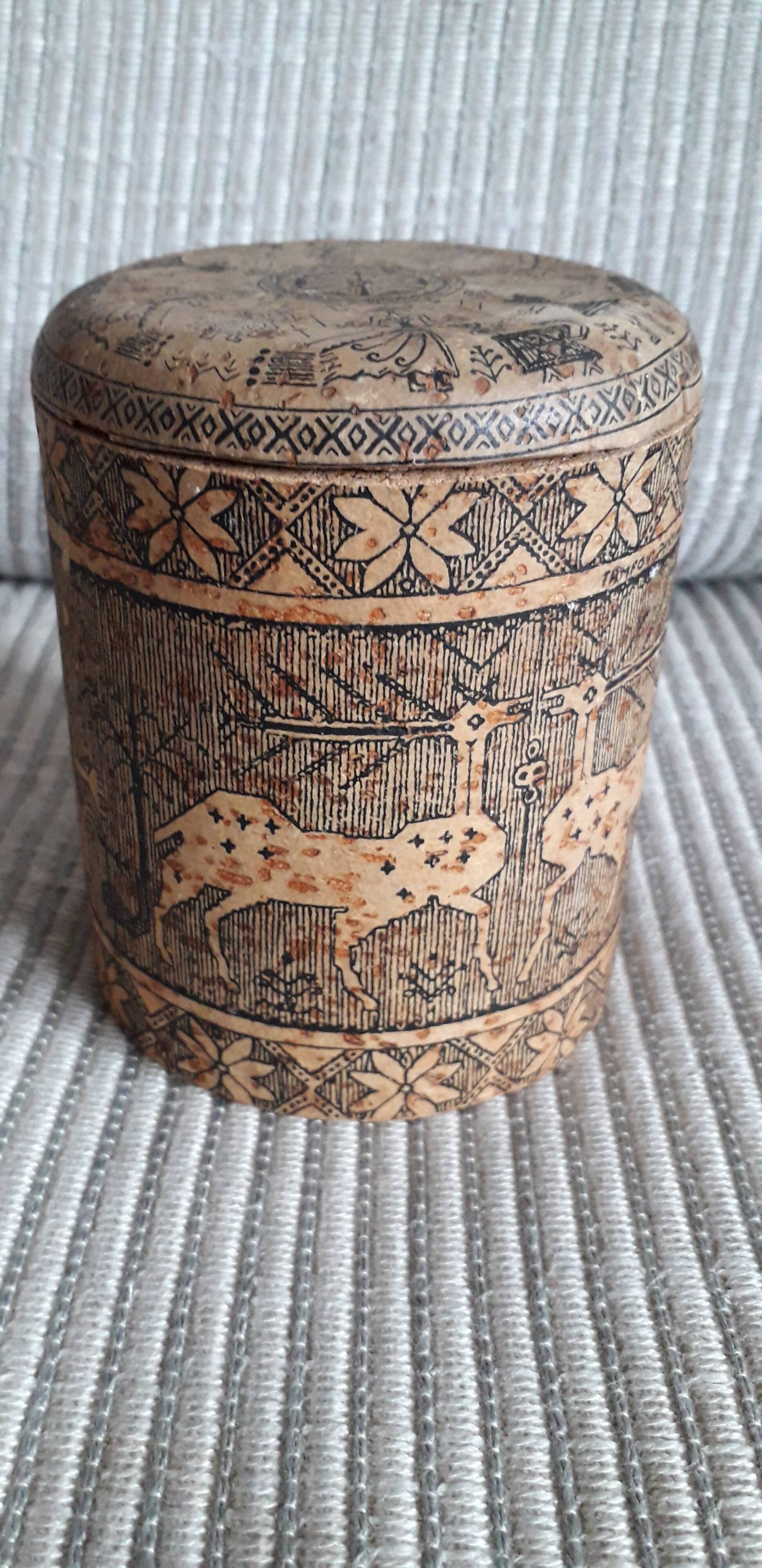 Old engraved cork box