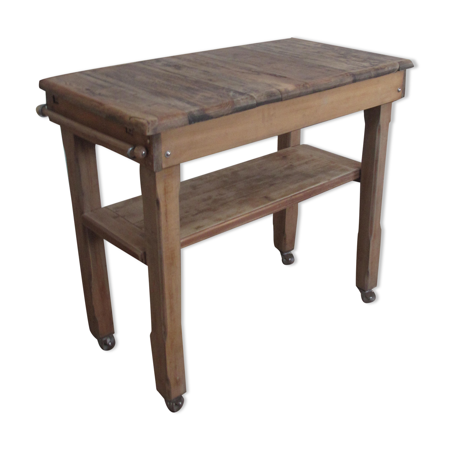 Billot de boucher ancien desserte bois