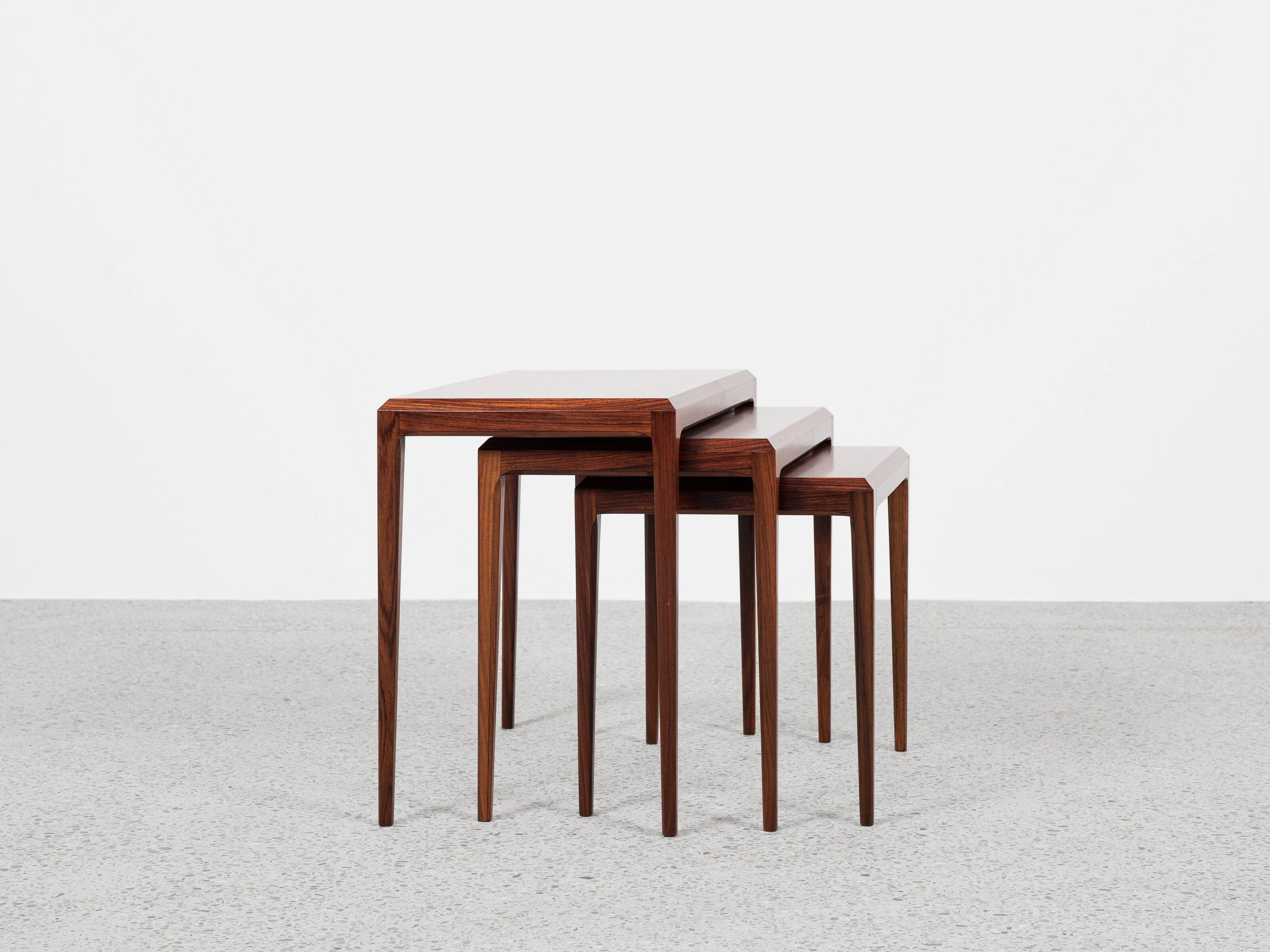 Midcentury Danish nest of 3 side tables in teak by Johannes Andersen for Silkeborg 1960s