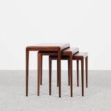 Midcentury Danish nest of 3 side tables in teak by Johannes Andersen for Silkeborg 1960s