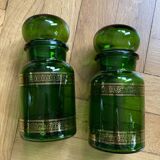 Vintage golden green apothecary jars