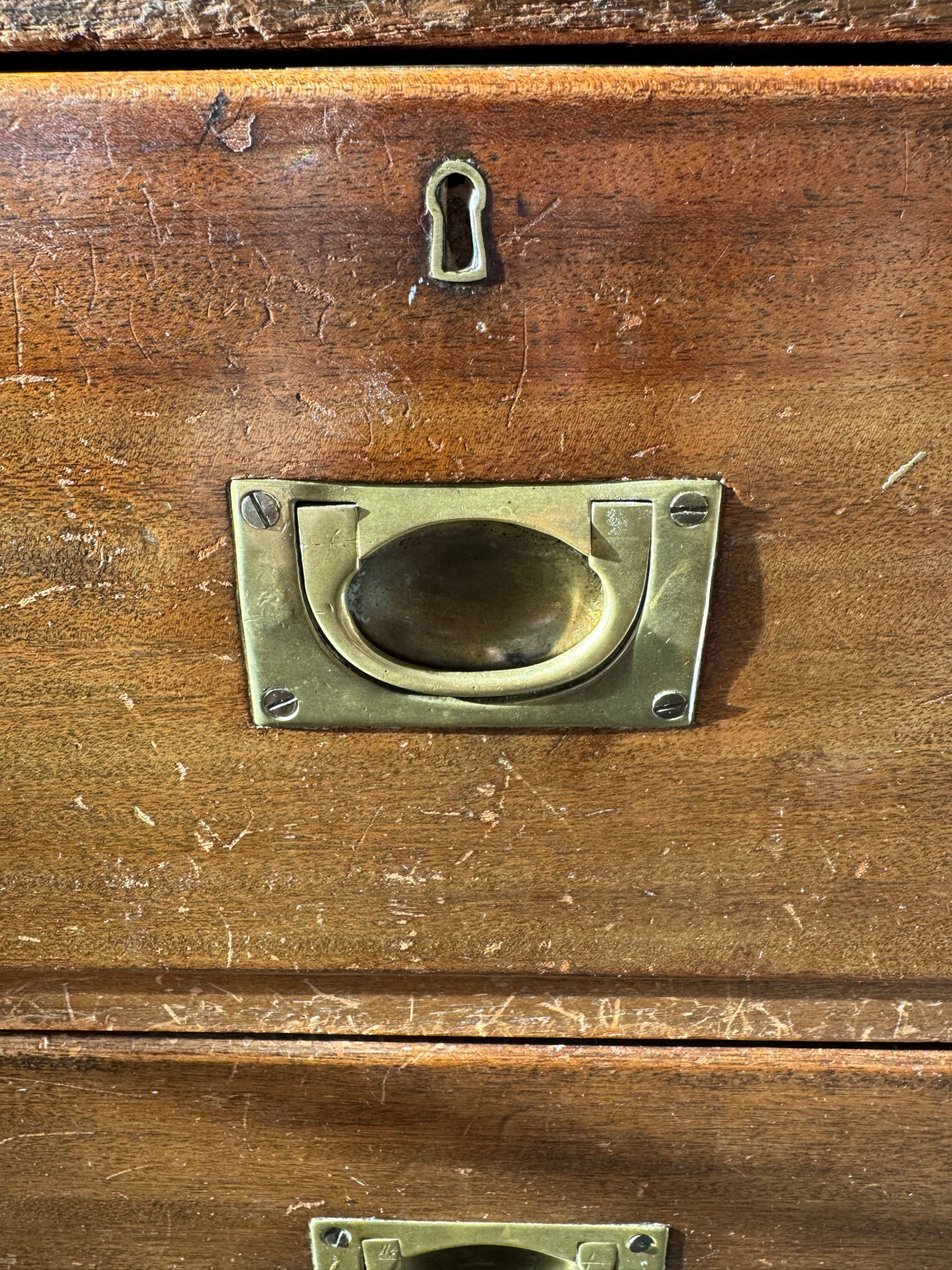 English boat commode in mahogany