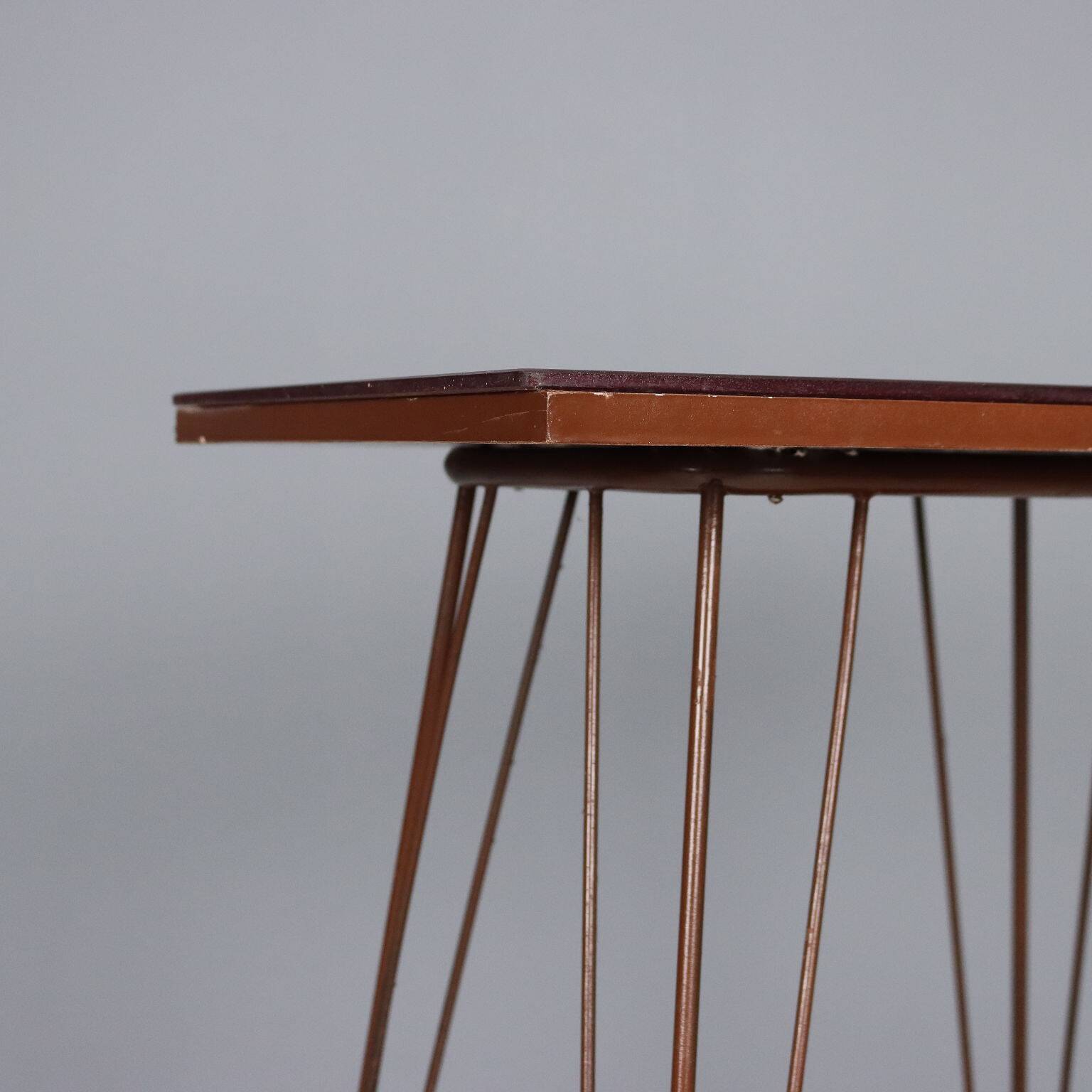 Vintage metal side table with double glass top, Italy, 1960s.