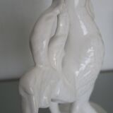 Coq St Clément  Pompadour bougeoir Faïence blanche 27 cm
