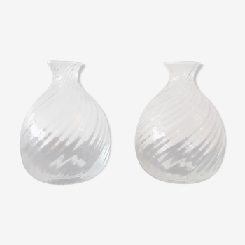 Duo of vintage glass vases