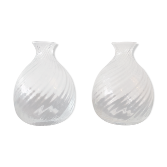 Duo of vintage glass vases