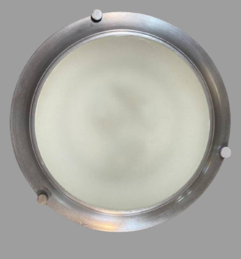 Lampe de plafond ou murale ronde Mid-Century en aluminium, années 70