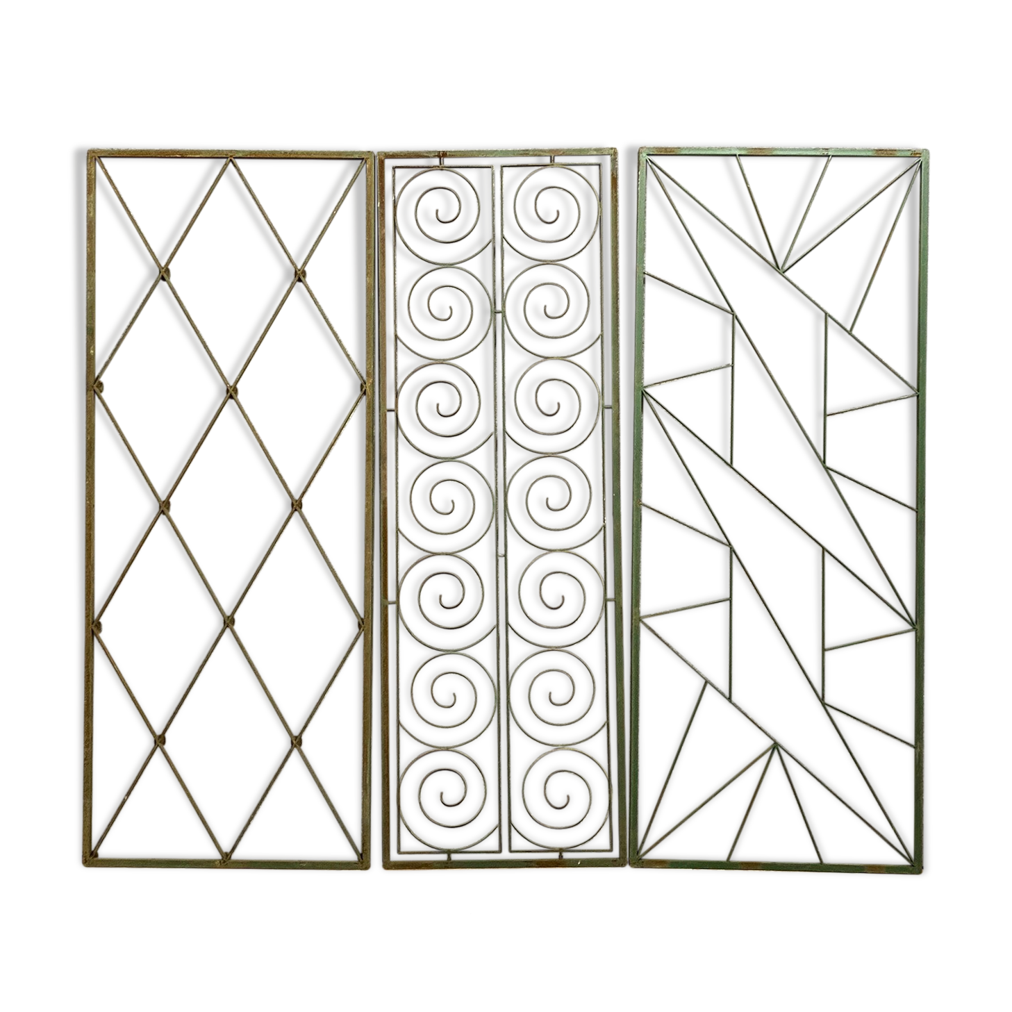 3 elevator grilles in polychrome iron art deco period around 1920-1925