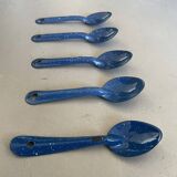 Set of 5 enameled metal spoons
