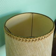 Wooden Desk Lamp with Geometric Design and Fabric Shade, France