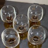 Vintage 70s glasses with amber block feet