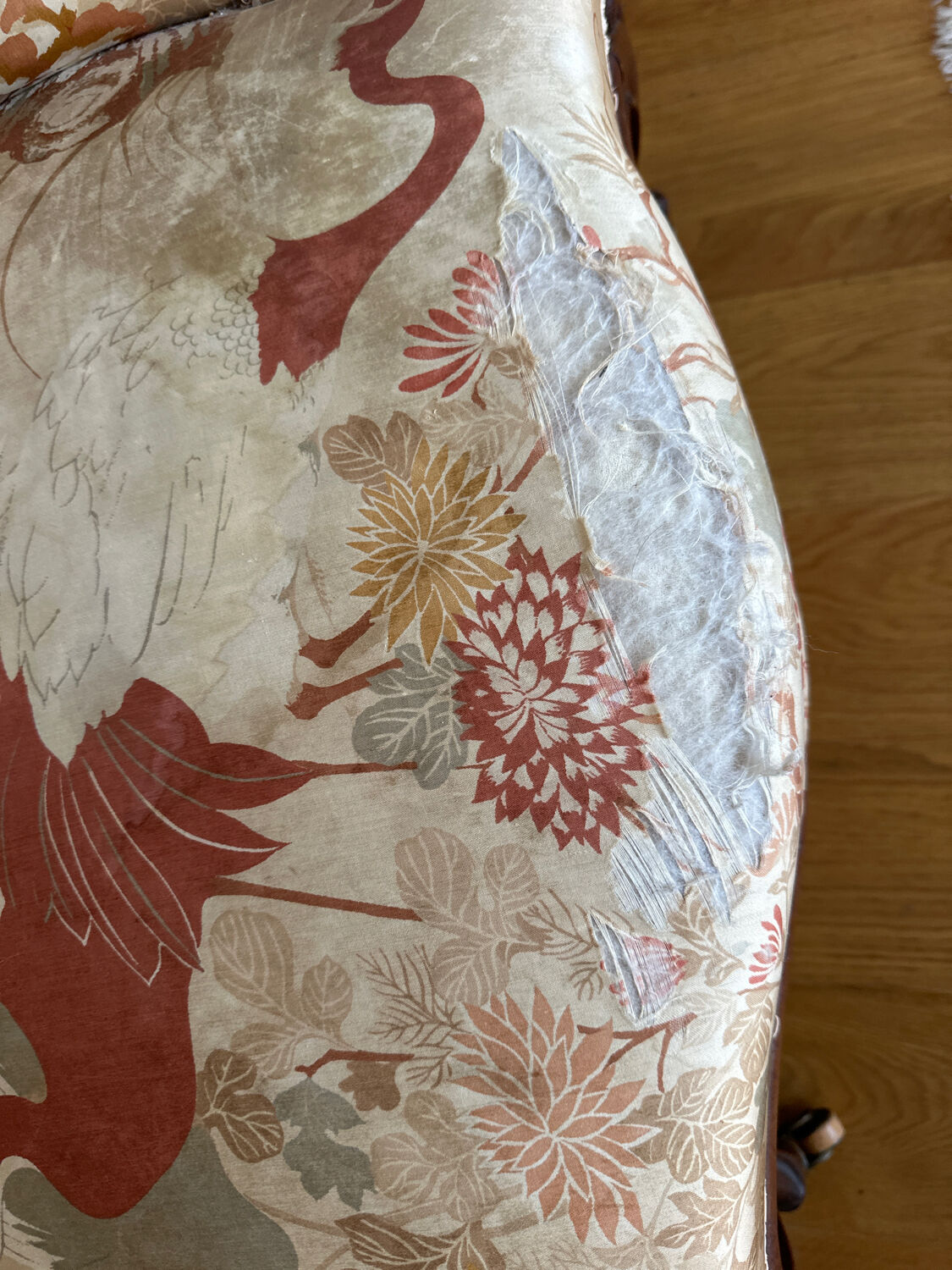 Violin-backed cabriolet armchair, in the Louis XV style.