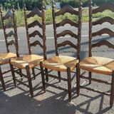 Series of 4 high-backed oak chairs