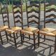 Set of 4 oak chairs with high backs