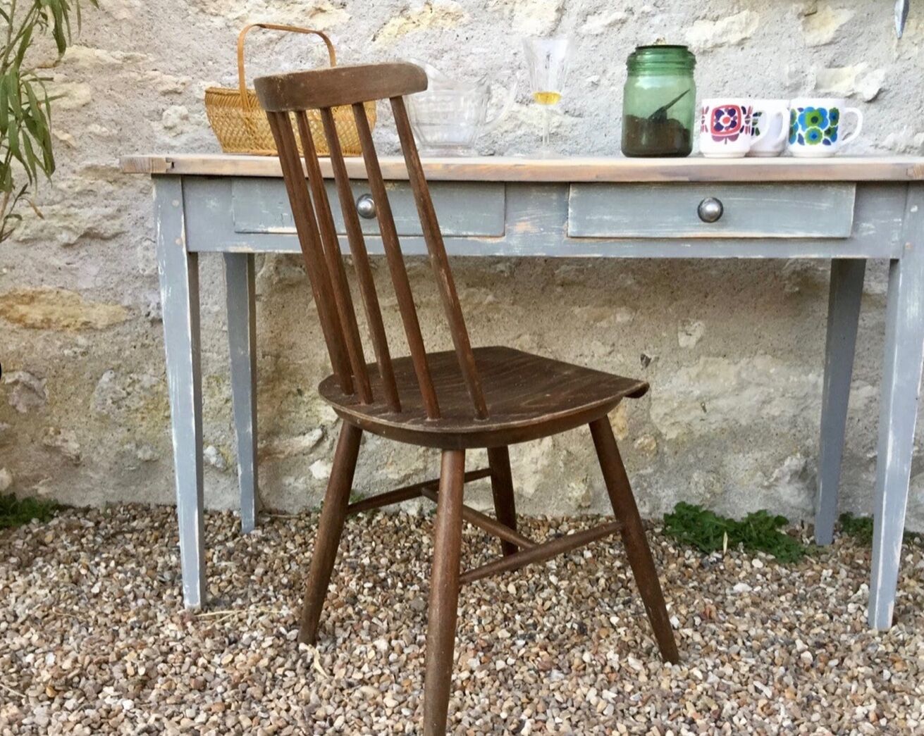 Vintage grey patinee console