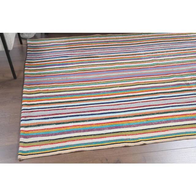 Tapis kilim vintage turc Oushak fait à la main en laine et coton vert