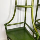 Buffet en rotin vert et hêtre, années 1970