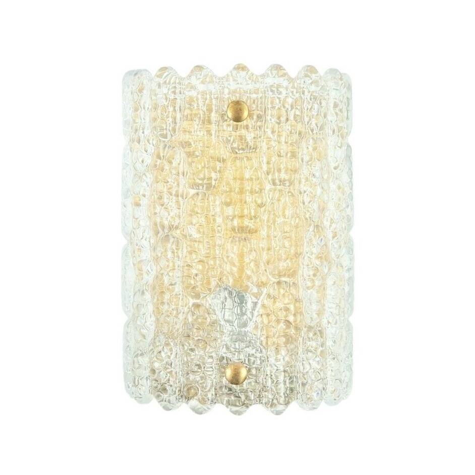 Scandinavian Glass & Brass Wall Light by Carl Fagerlund for Orrefors, 1960s