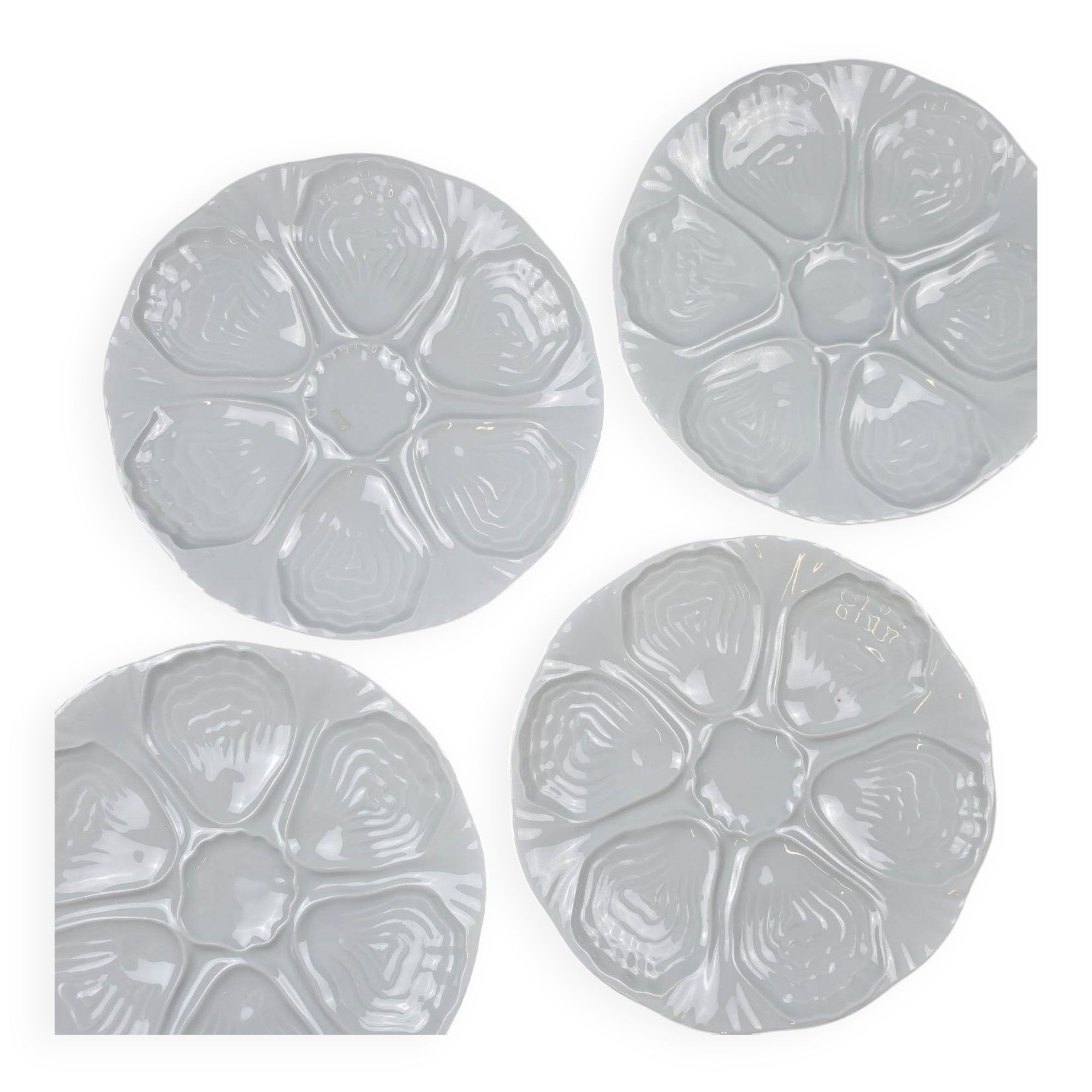 Set of 4 vintage Limoges porcelain oyster plates from France