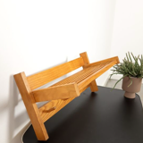 Vintage wooden wall coat rack with shelf