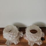 Set of 2 globes of vintage opaque molded glass lamps