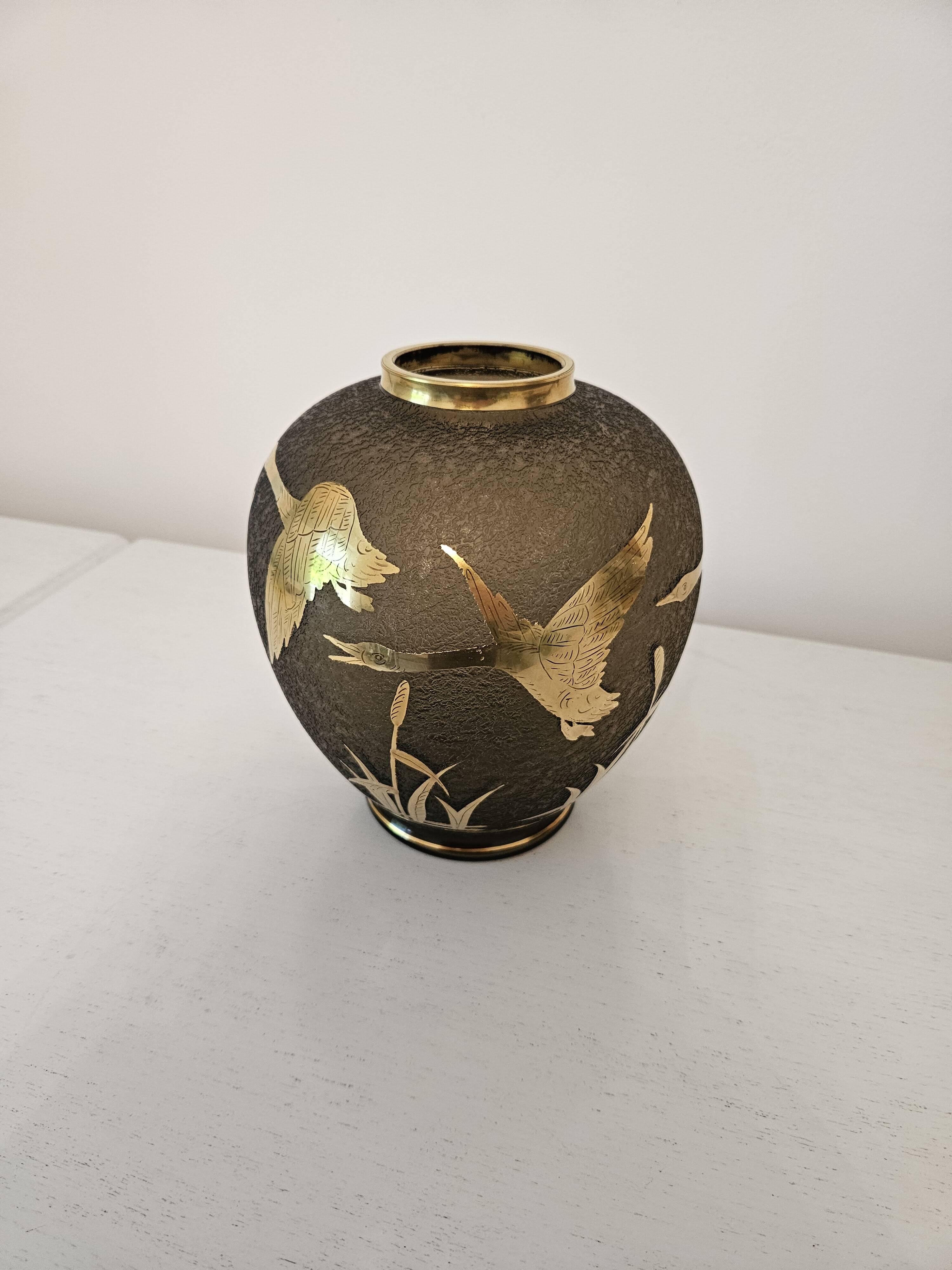 Vintage vase, gilded etched glass, Alfred Taube, Germany, 1960s.