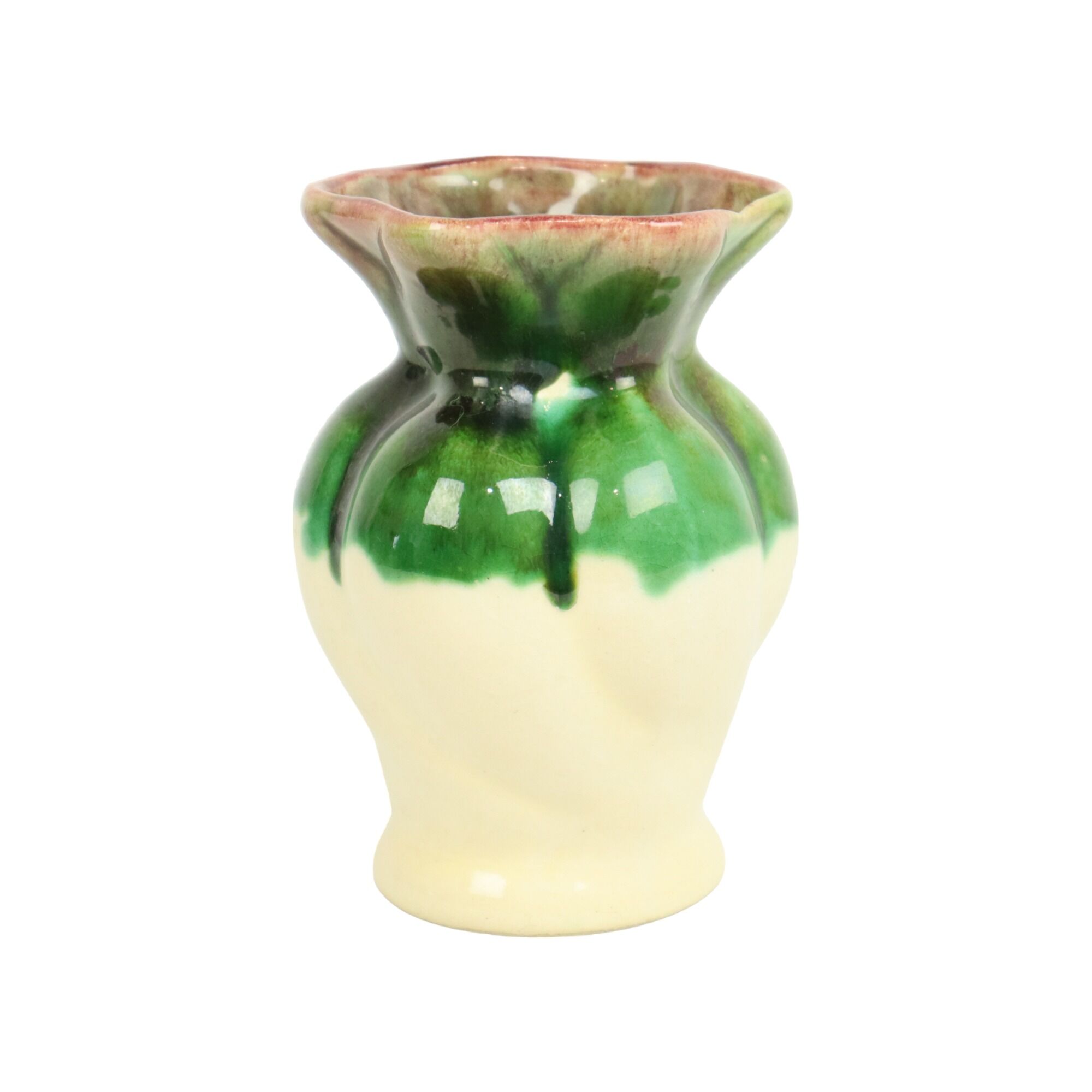 Small west germany vase cream green crackle glazed ceramic 15cm