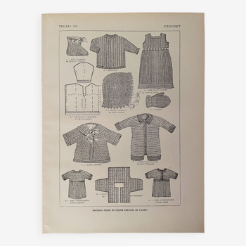 Lithographie sur la technique du crochet - 1920 (tricot)