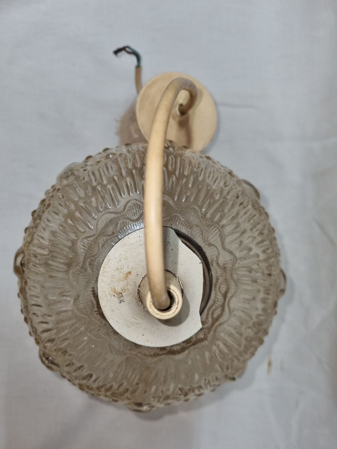 Vintage glass pendant lamp from 1970