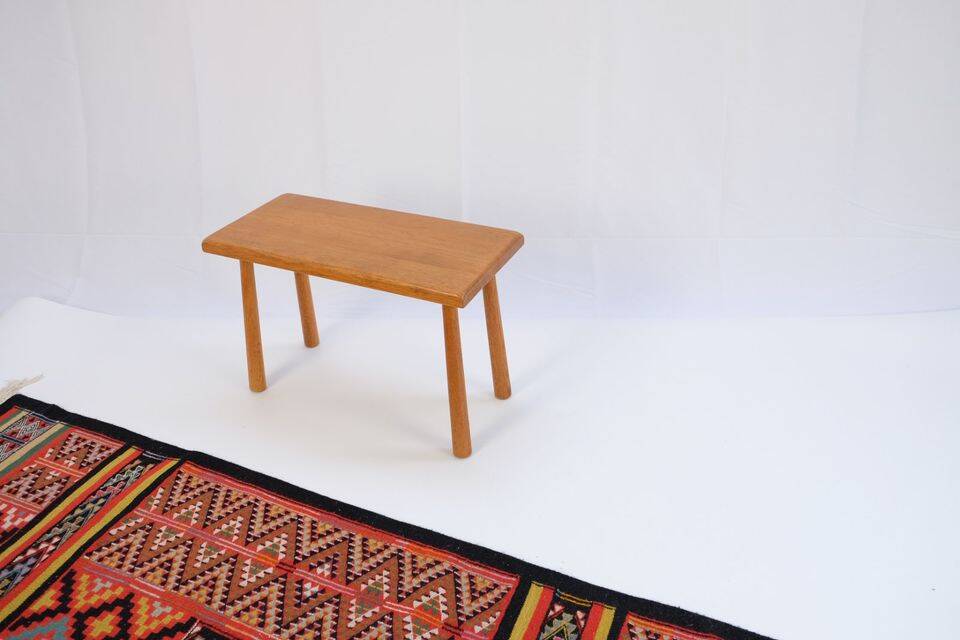 Stool/side table in 60s/70s style, oak, retro vintage