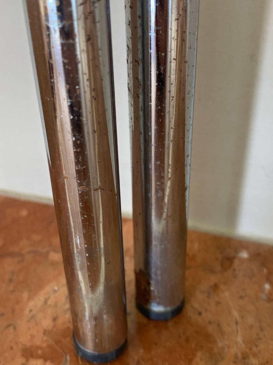 Chrome and smoked glass side table