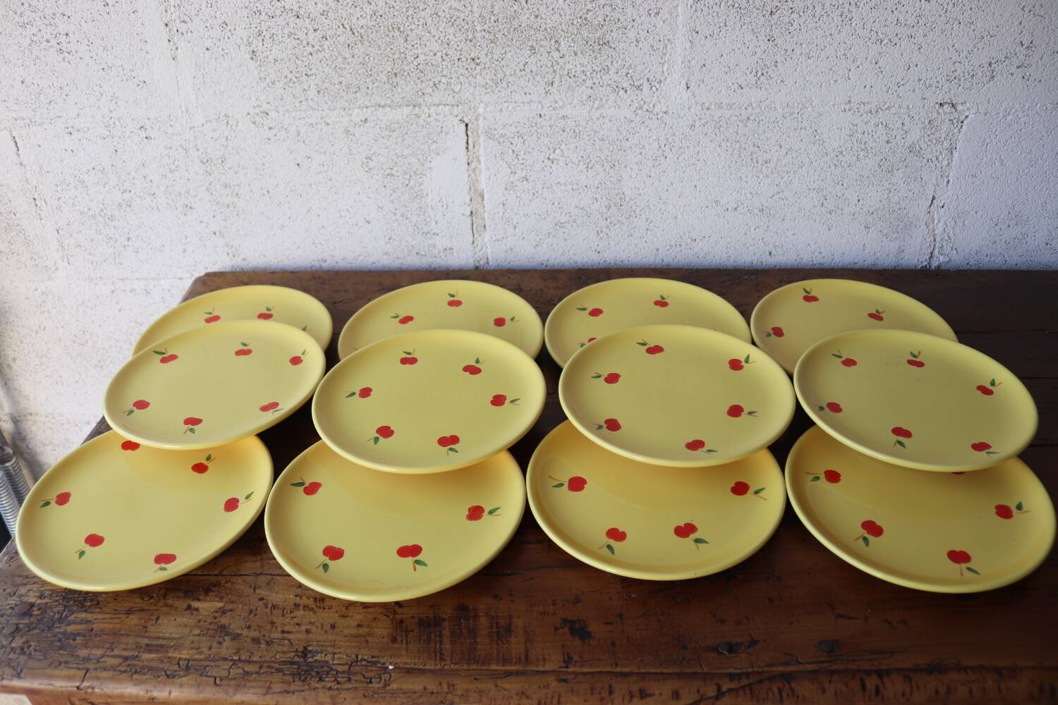 Hand-painted earthenware tea set – red apple motif