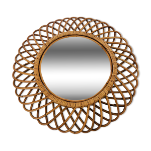 Miroir rond en rotin, Italie années