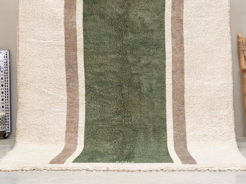 Grand tapis berbère en laine naturelle fait main taille 3/4 m