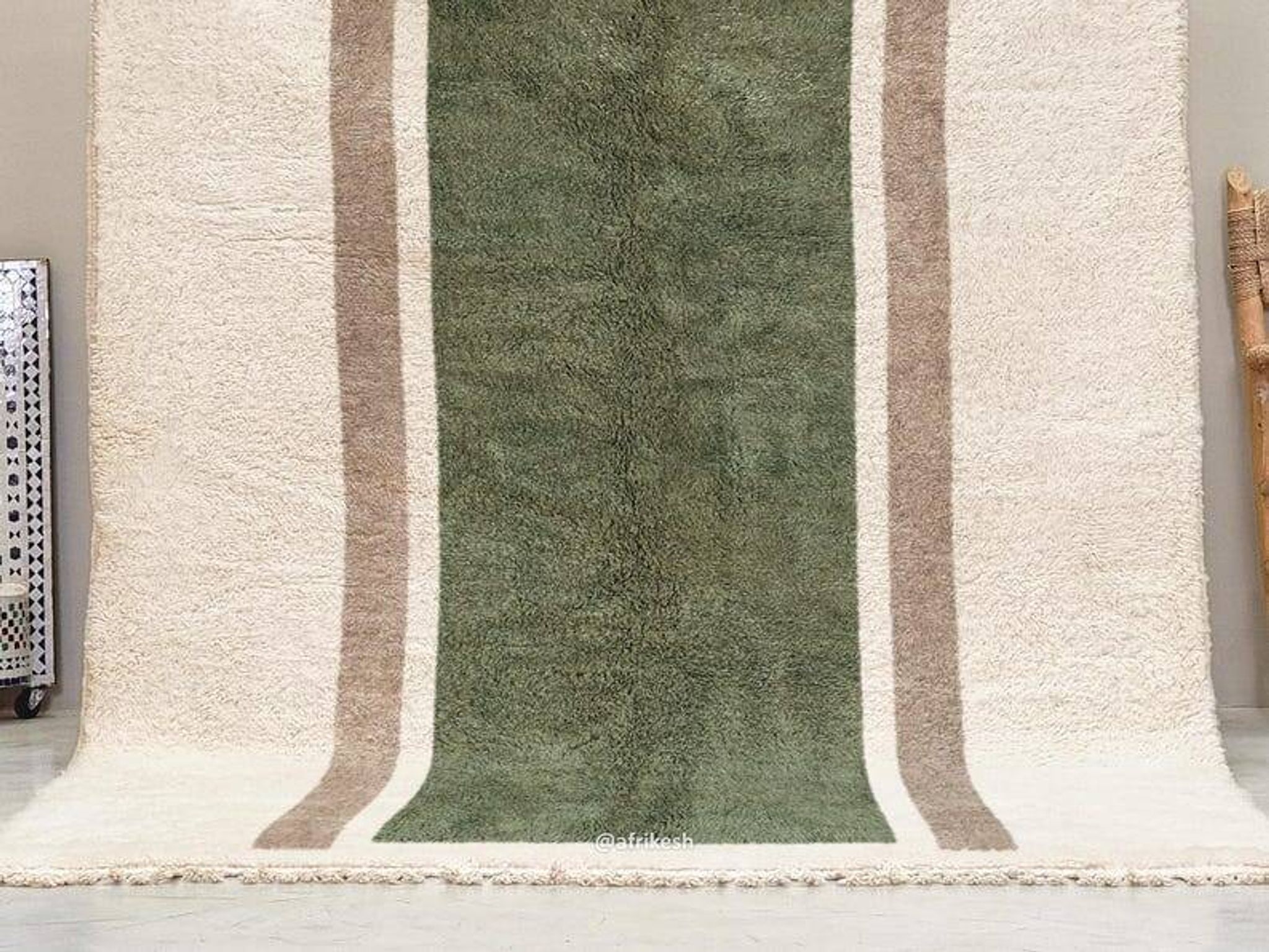 Grand tapis berbère en laine naturelle fait main taille 3/4 m