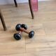 Vintage 2 kg cast iron and wood dumbbell set